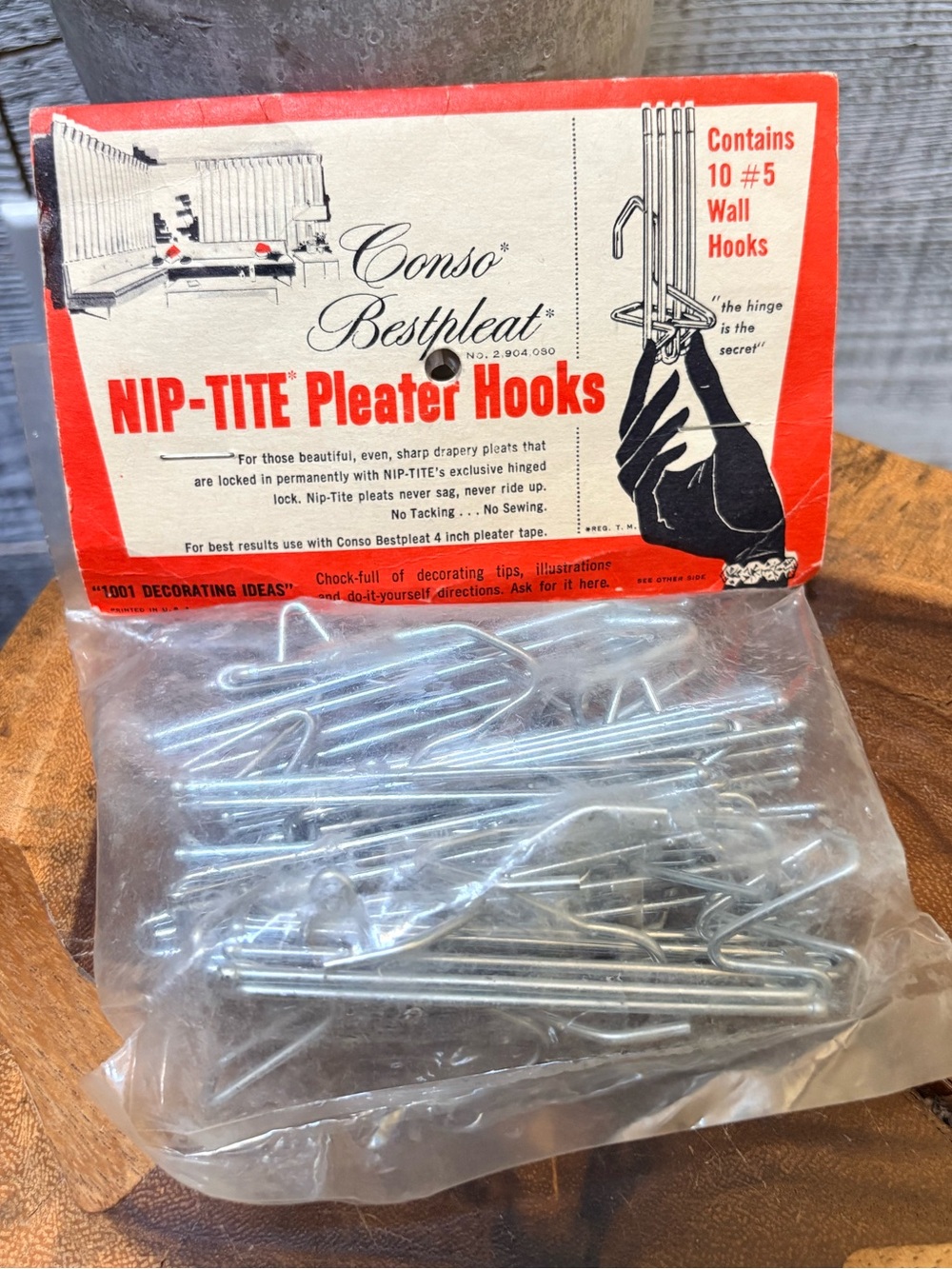 Conso Bestpleat | Vintage Nip-Tite Deadstock Pack of 10x #5 Silver Pleater Hooks